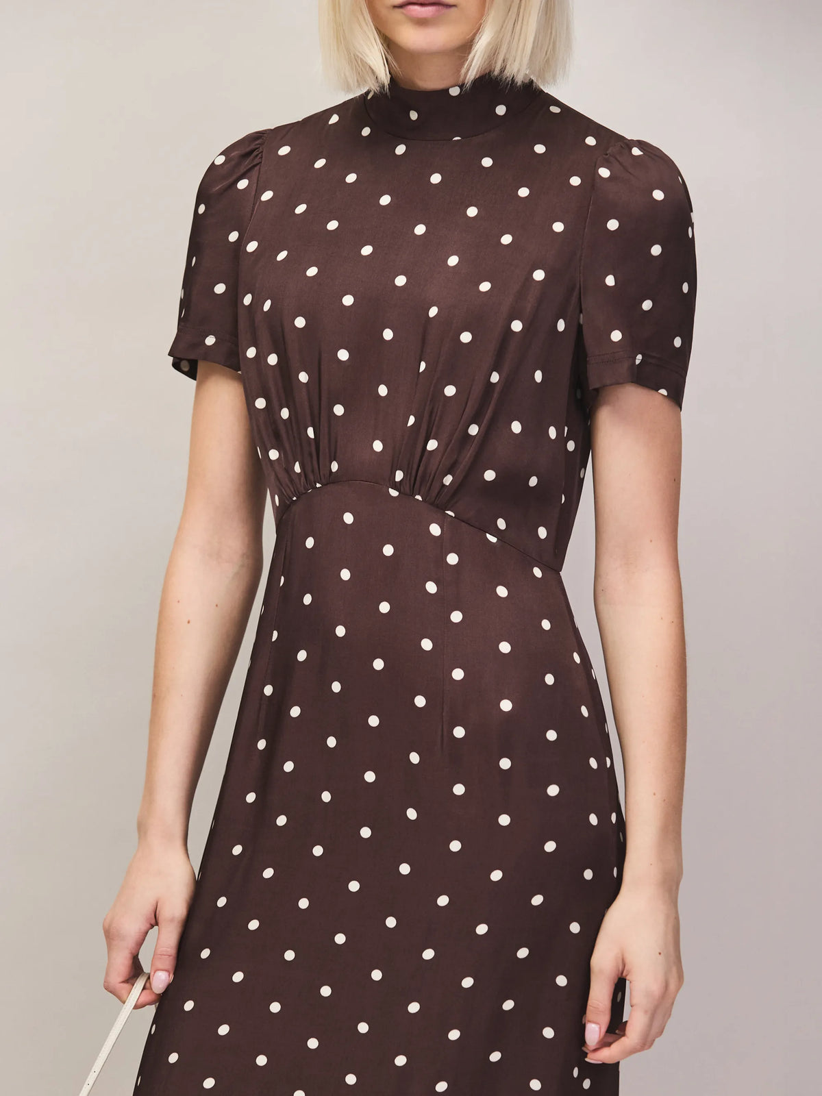 Chocolate polka dot midi dress
