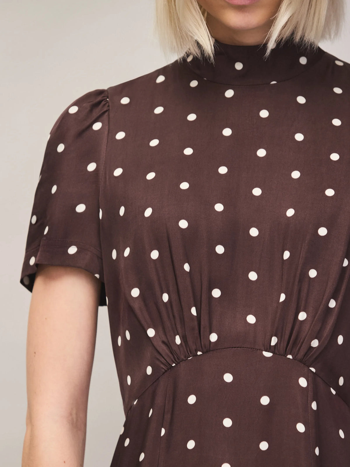 Chocolate polka dot midi dress