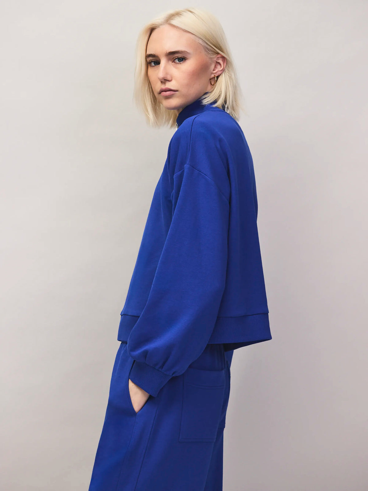 Blue half zip sweatshirt