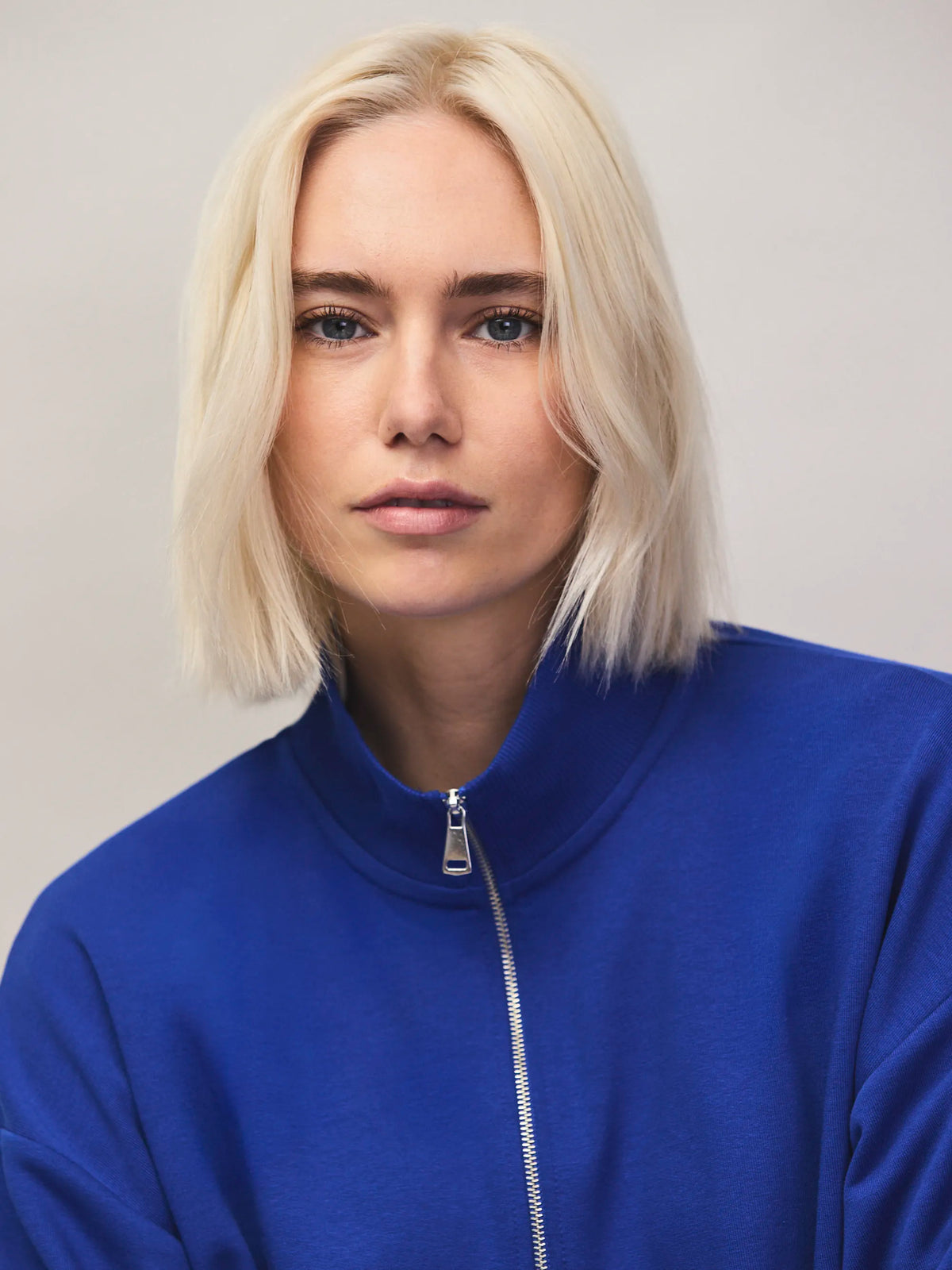 Blue half zip sweatshirt