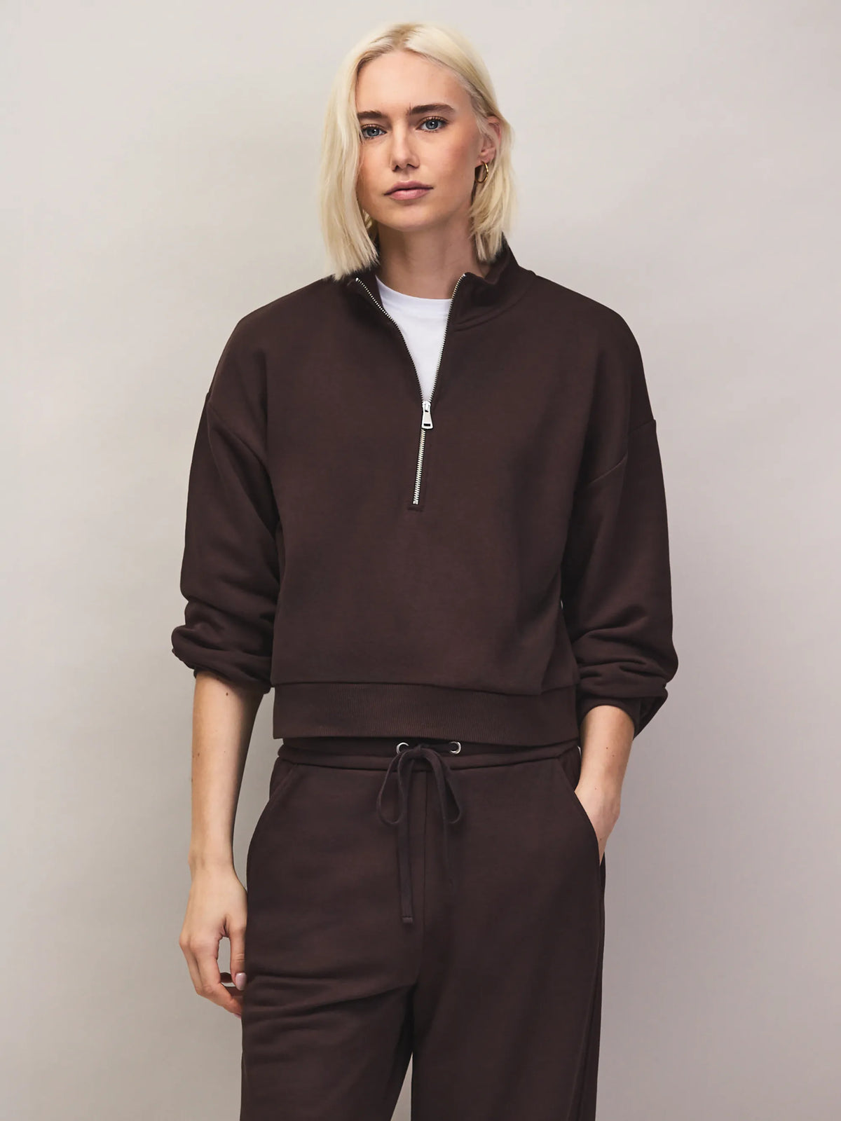 Brown Half-Zip Sweatshirt