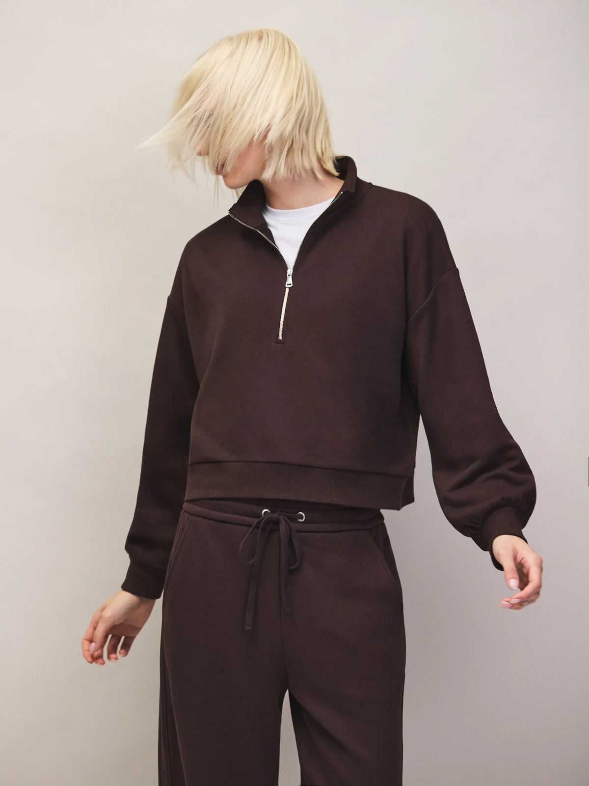 Brown Half-Zip Sweatshirt