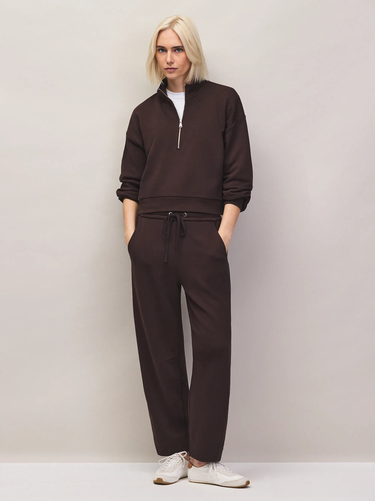 Brown Half-Zip Sweatshirt