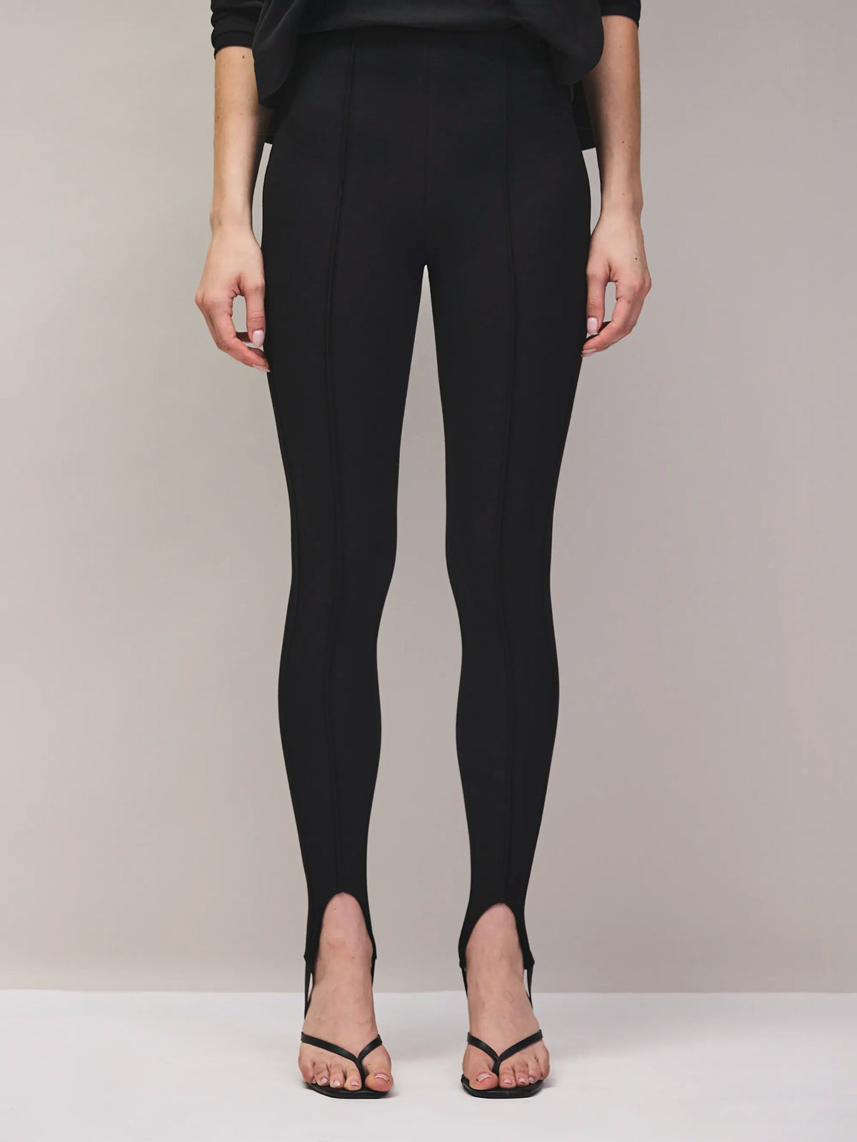 Black ponte stirrup leggings