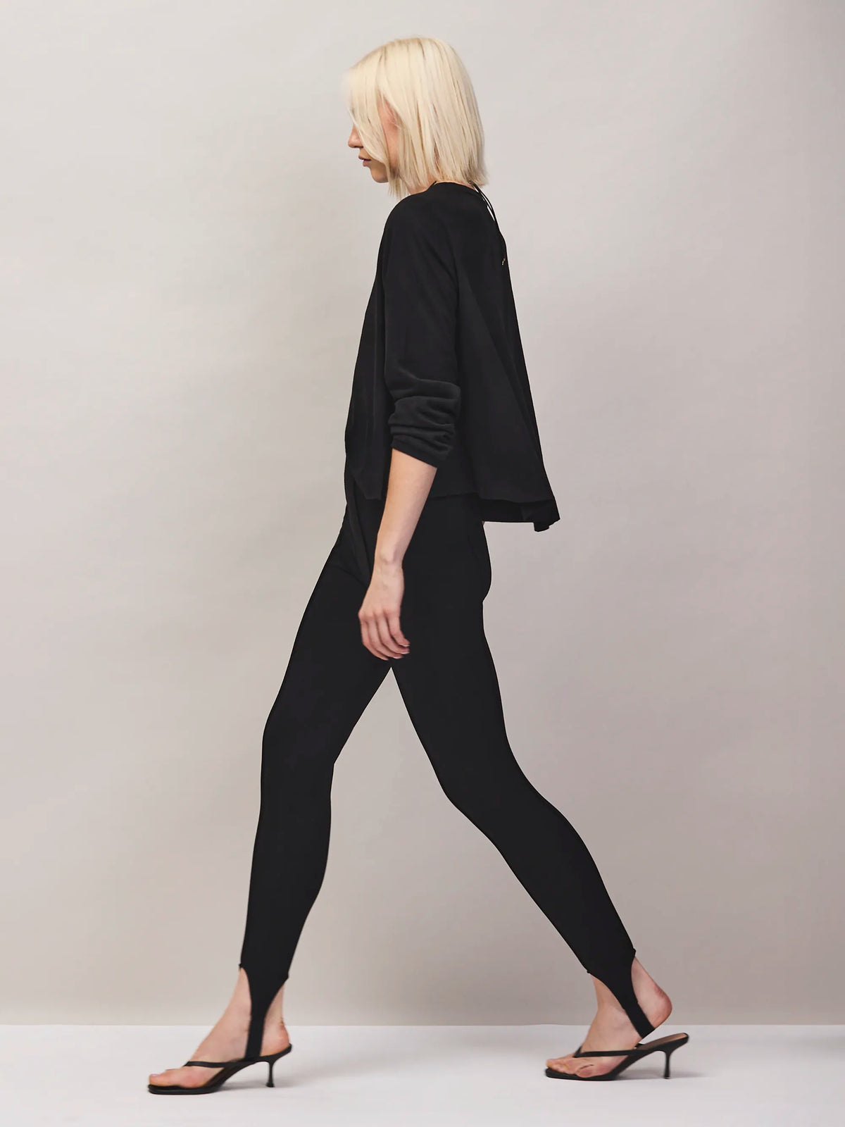 Black ponte stirrup leggings