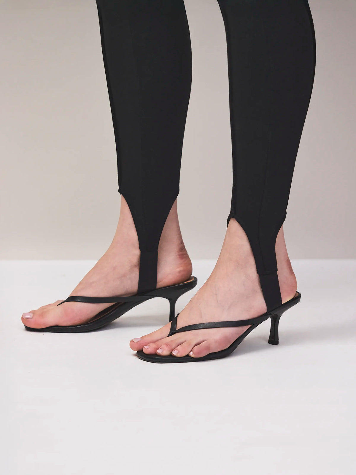Black ponte stirrup leggings