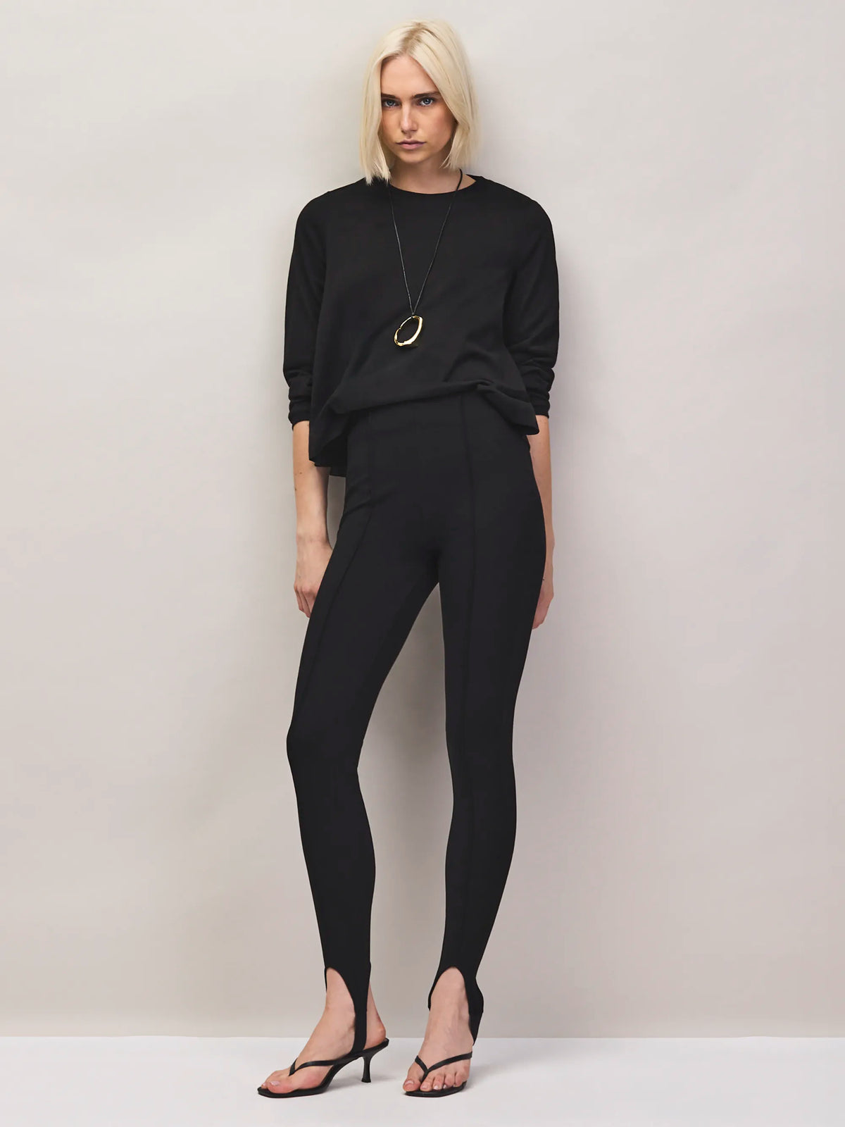 Petite Black Ponte Stirrup Leggings