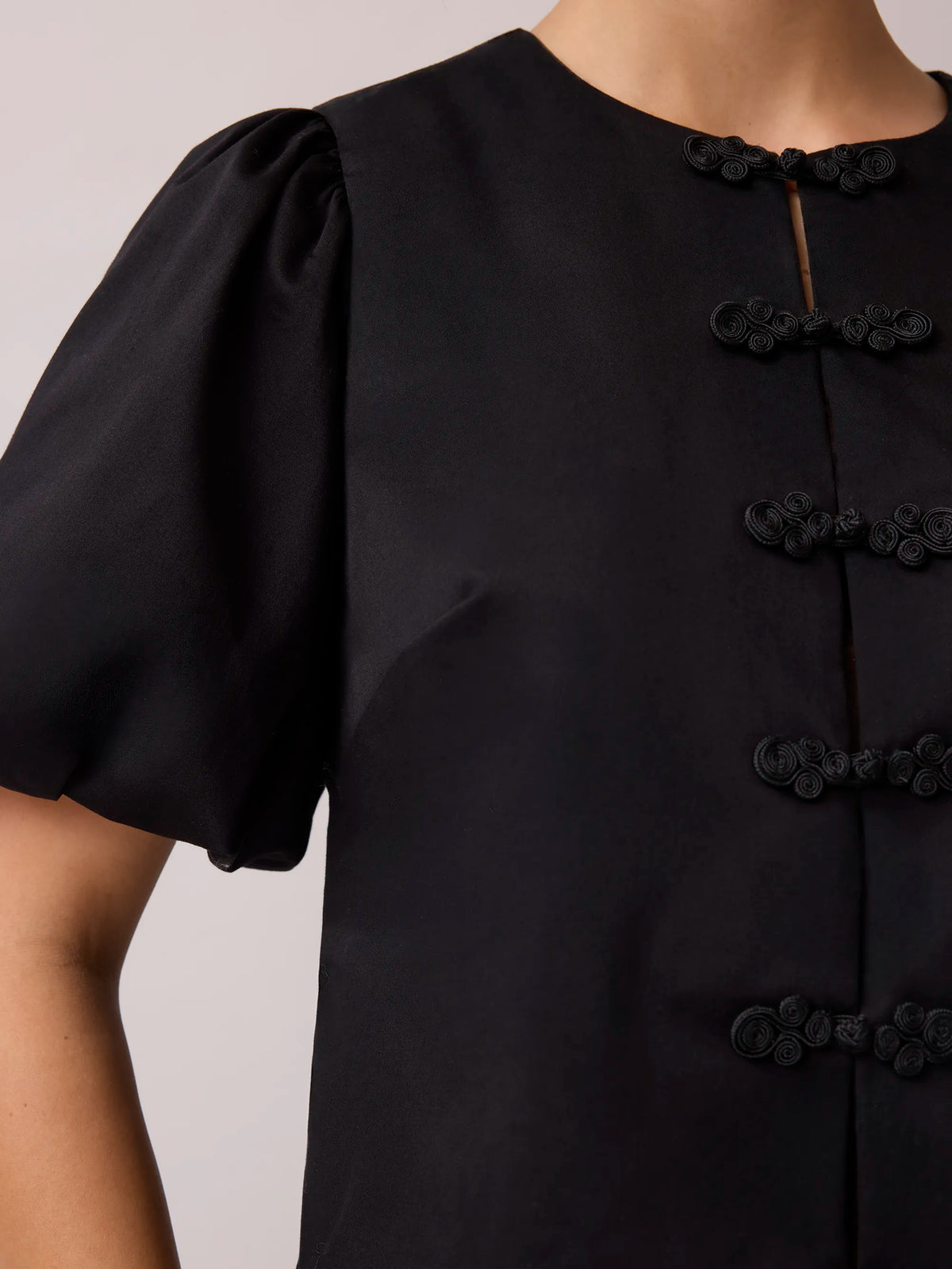 Black Puff Sleeve Top