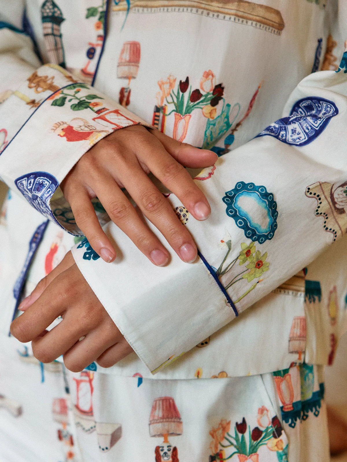 Ivory Curiosities Print Cotton Pyjamas & Sleep Mask