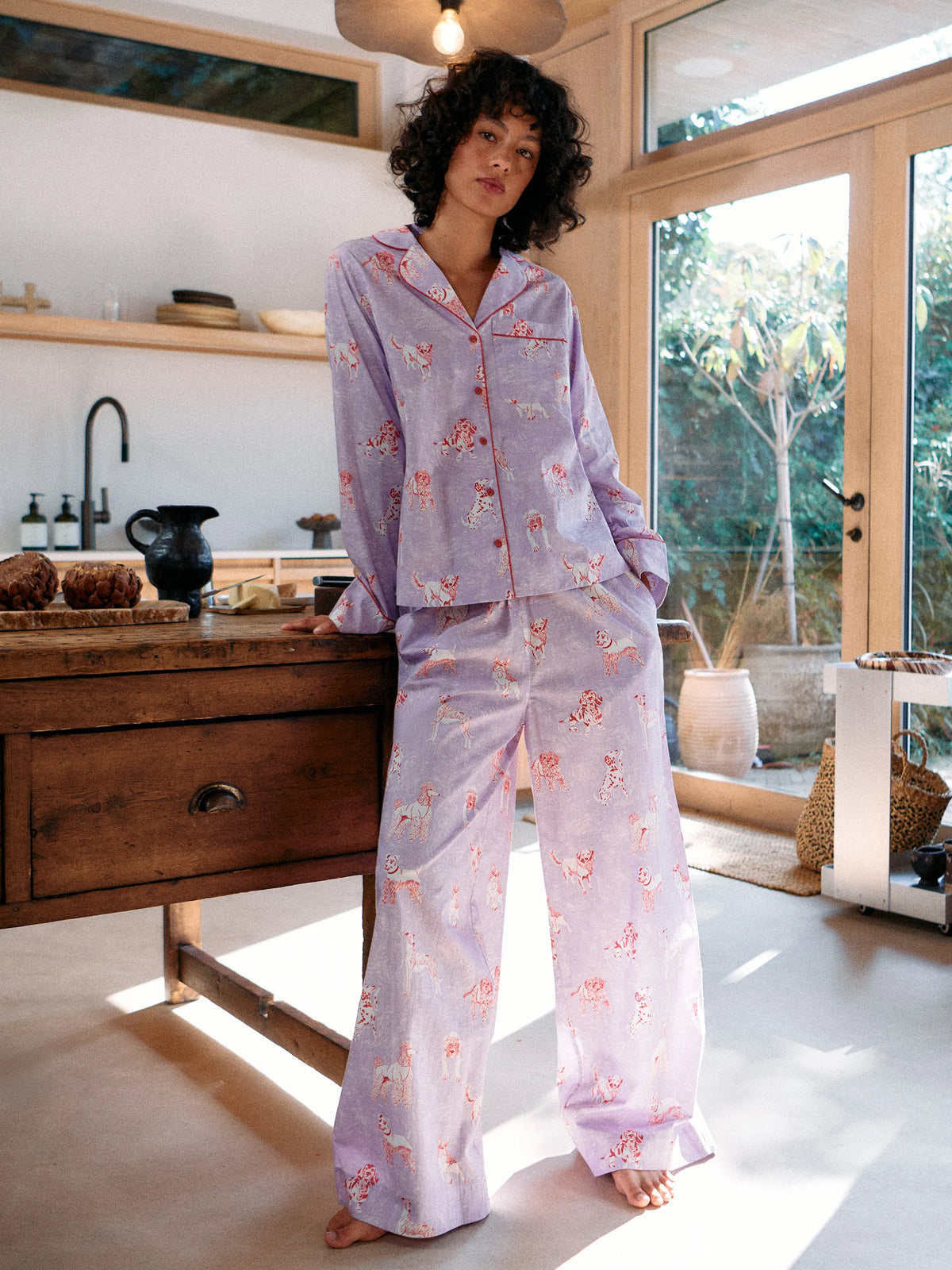 Lilac Dog Print Cotton Pyjamas & Sleep Mask