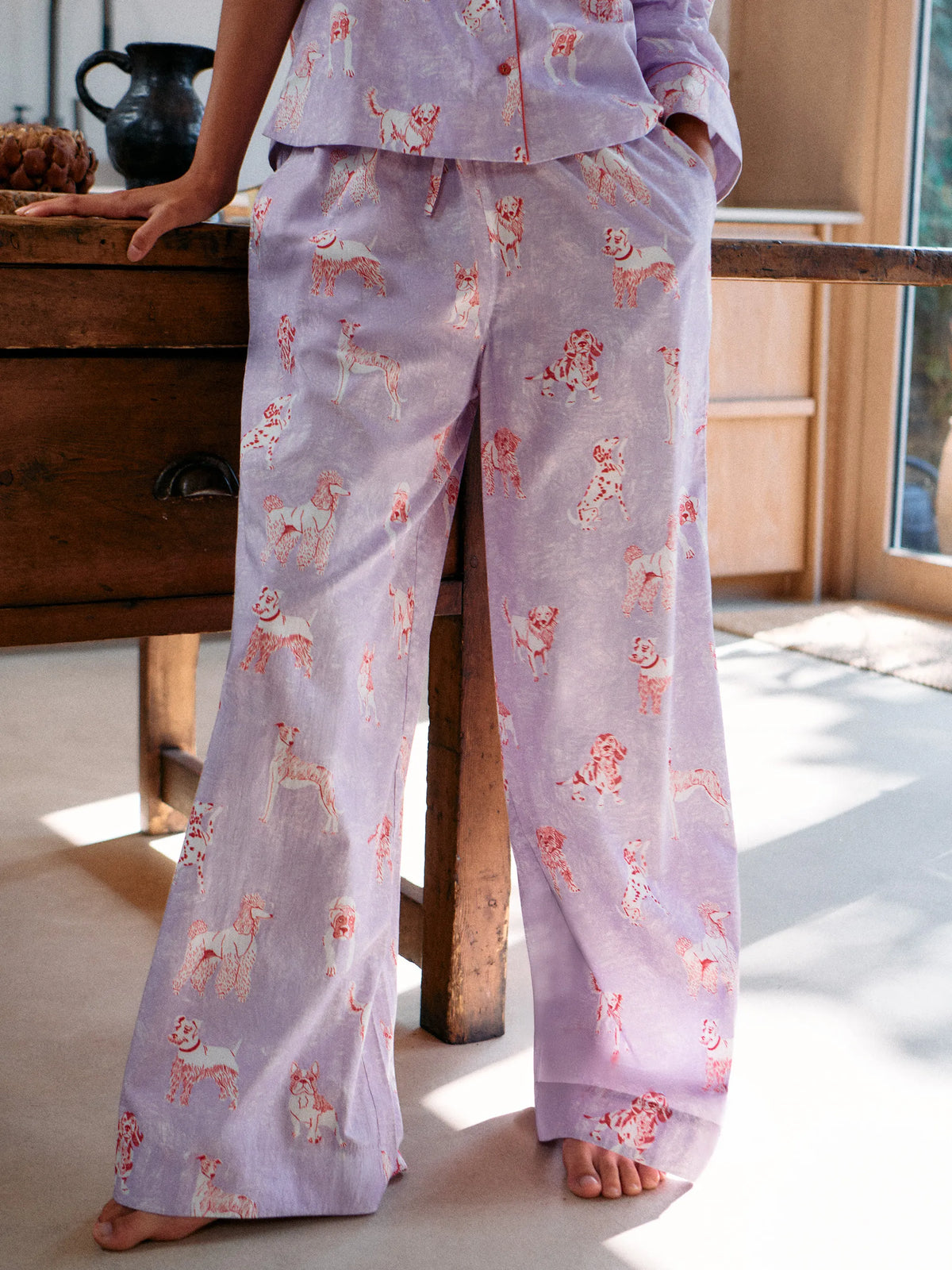 Lilac Dog Print Cotton Pyjamas & Sleep Mask