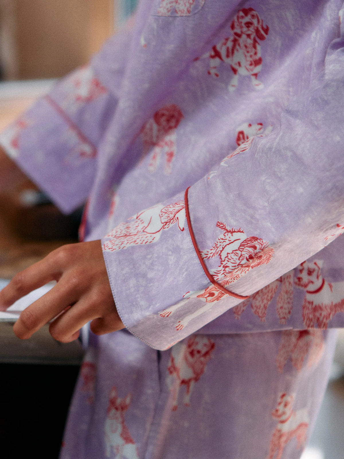 Lilac Dog Print Cotton Pyjamas & Sleep Mask