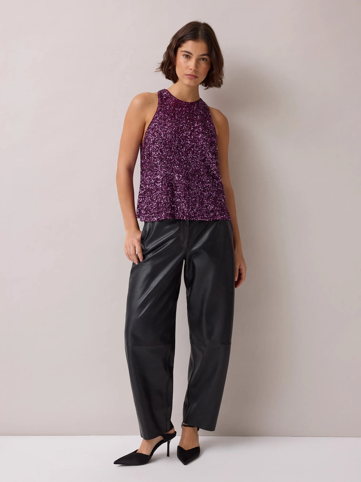 Purple Sequin Halter Top