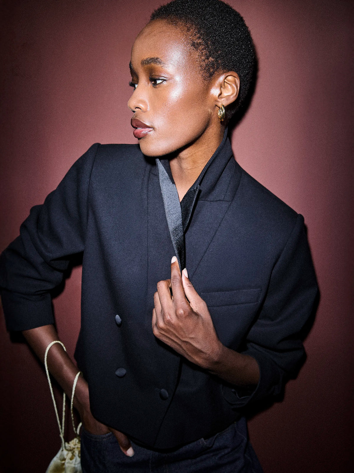 Black Satin Tuxedo Blazer