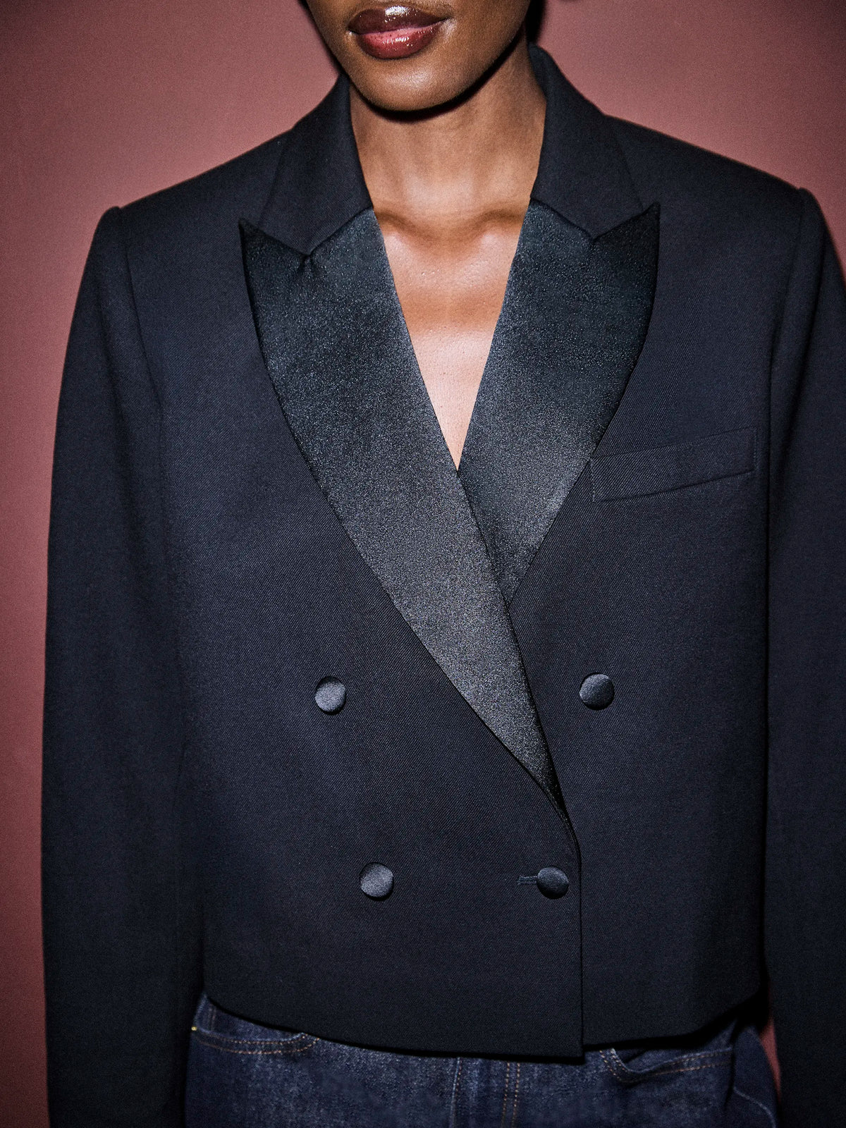 Black Satin Tuxedo Blazer