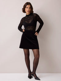 Black Velvet Mini Skirt