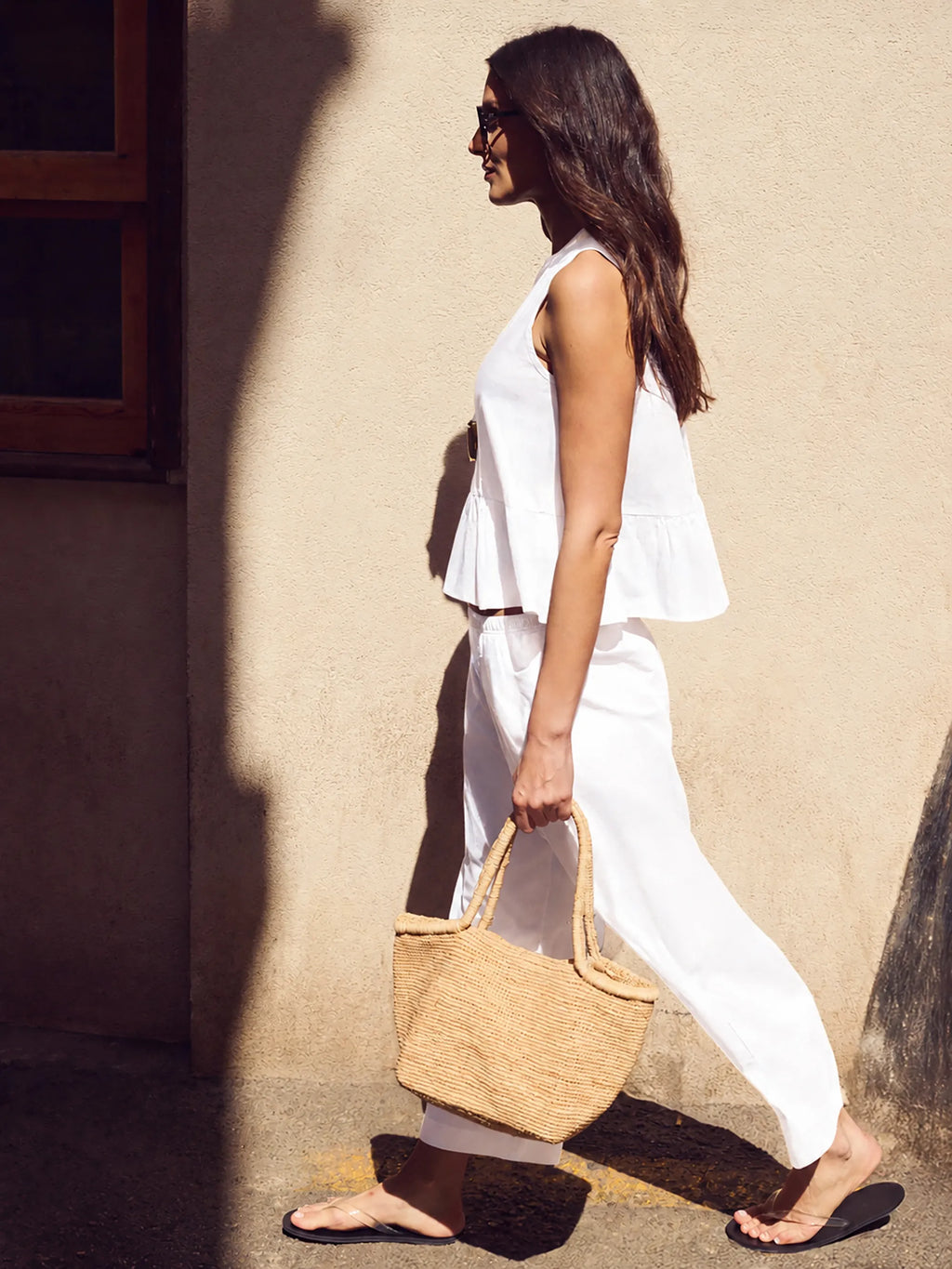 Petite Cotton Barrel Leg Trousers
