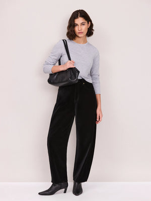 Black Velvet Barrel Leg Jeans
