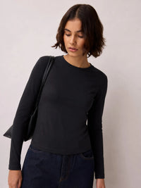 Black Cotton Jersey Long Sleeve Baby T-Shirt