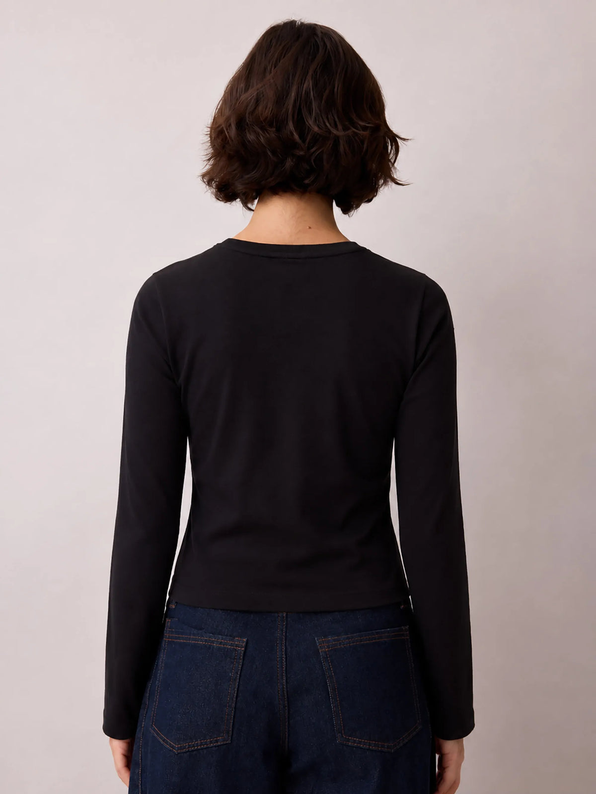 Black Cotton Jersey Long Sleeve Baby T-Shirt