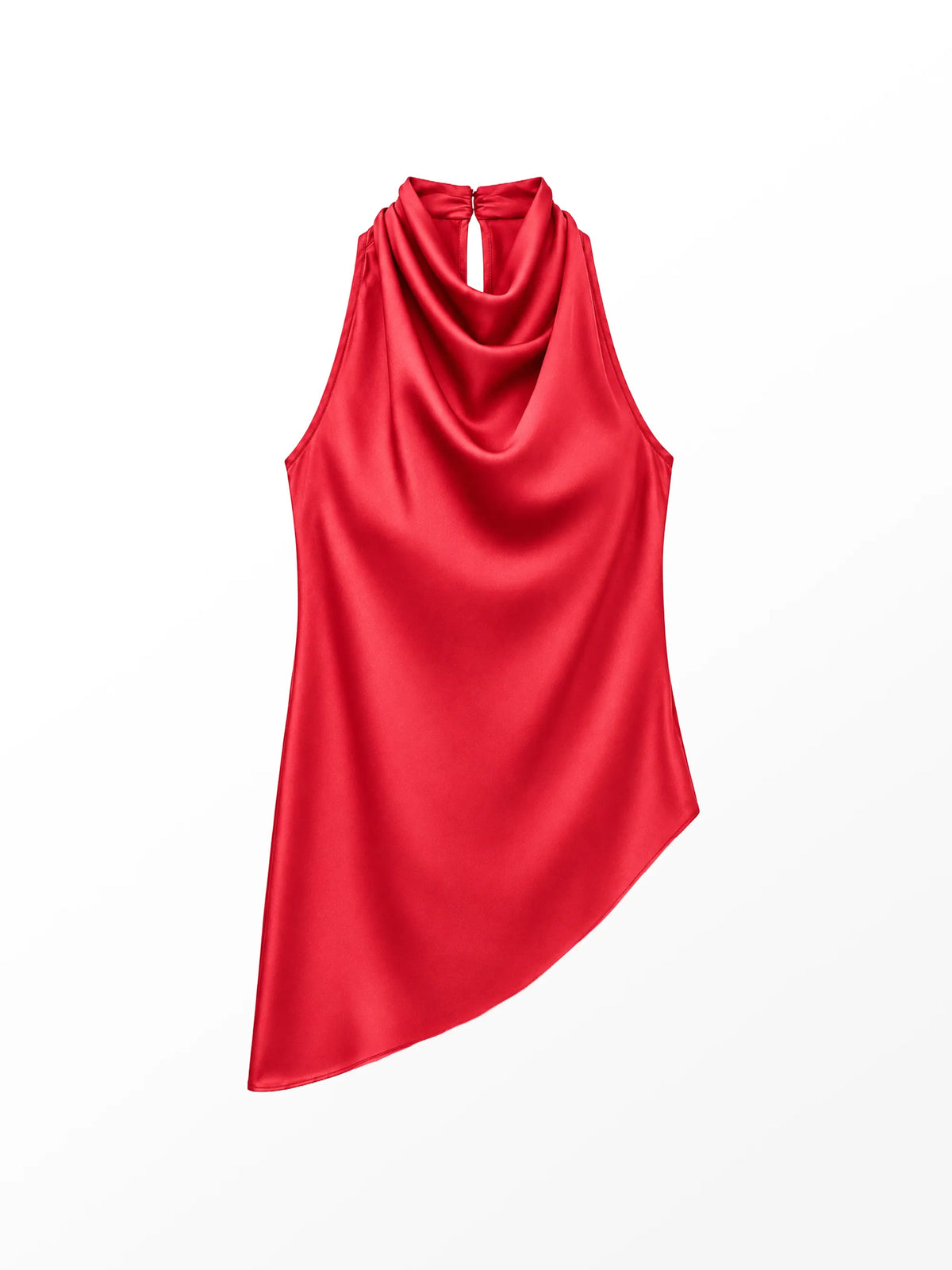 Red Cowl Neck Asymmetric Top