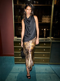 Black Cowl Neck Asymmetric Top