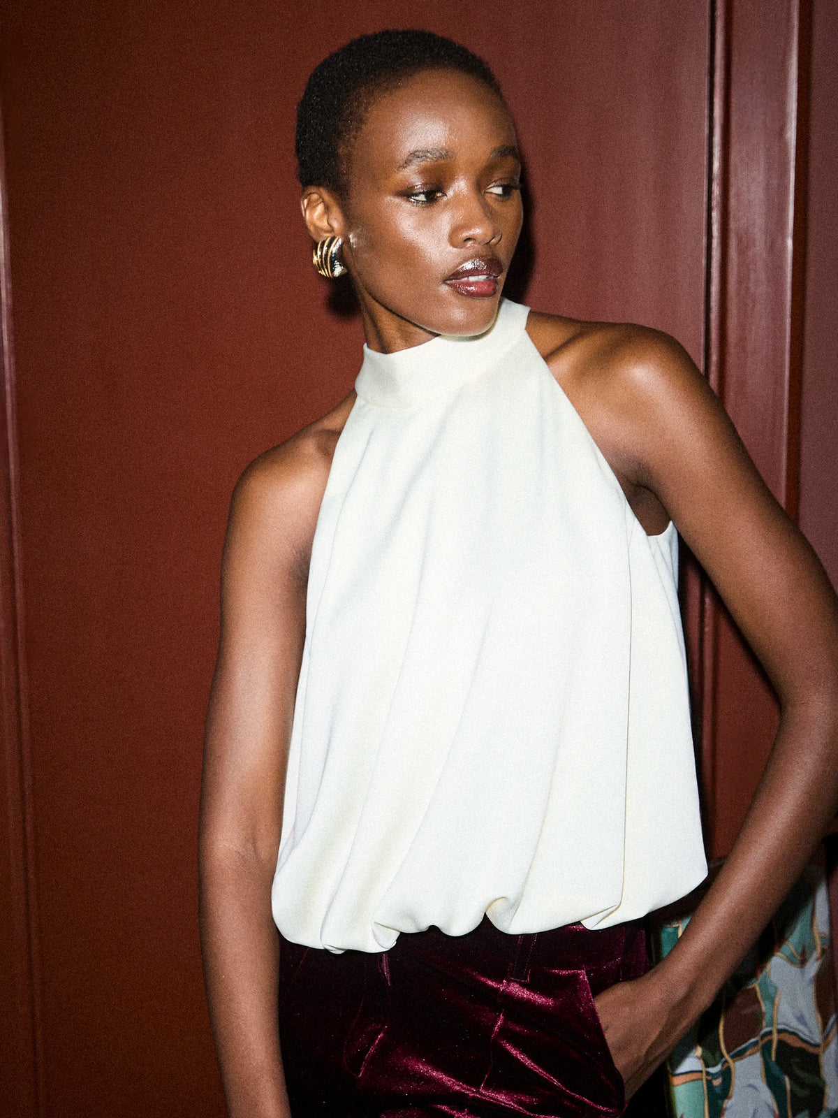 Ivory Bubble Hem Tie Top
