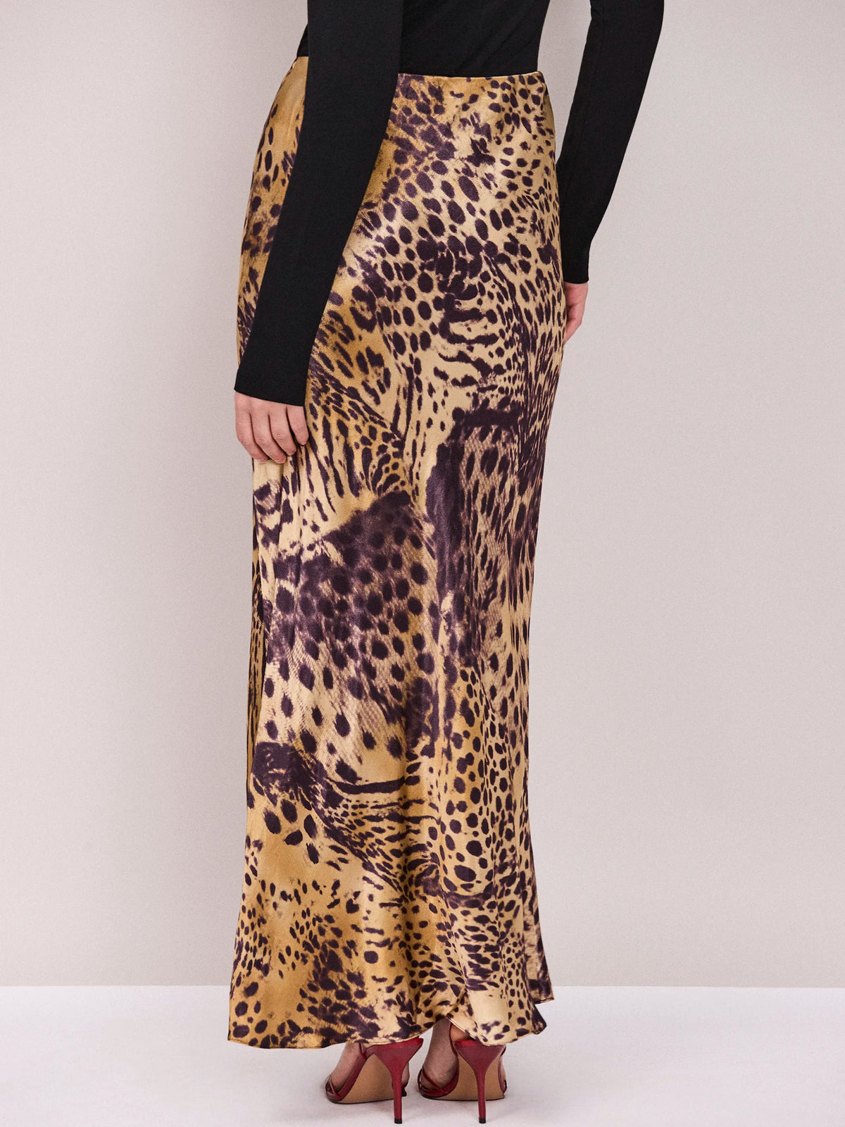 Leopard-Print Satin Skirt