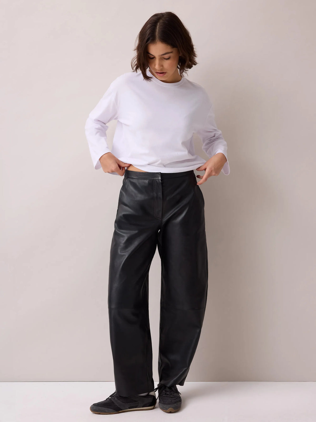 White Long-Sleeved Cotton T-Shirt