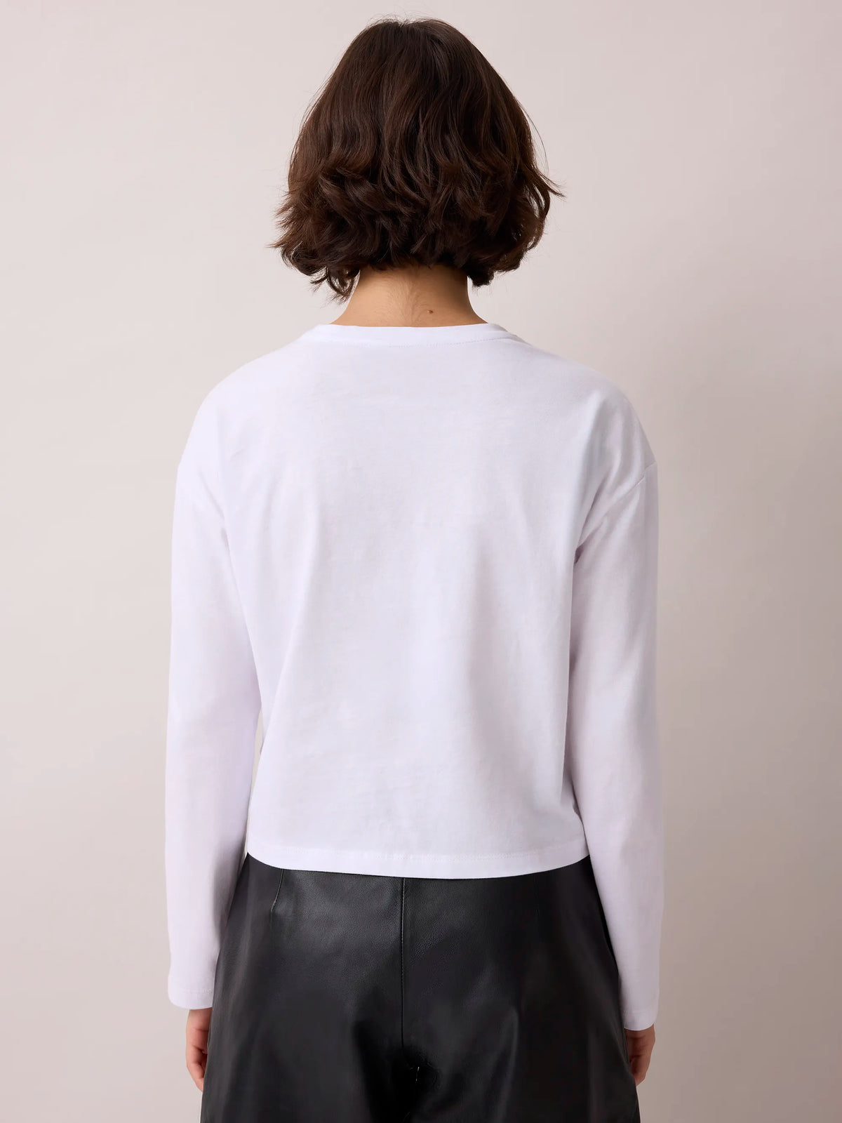 White Long-Sleeved Cotton T-Shirt