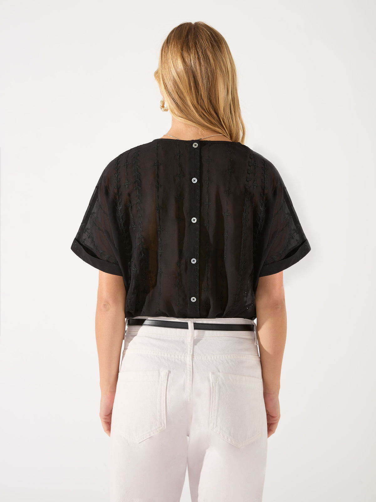 Black Embroidered Pocket Front T Shirt