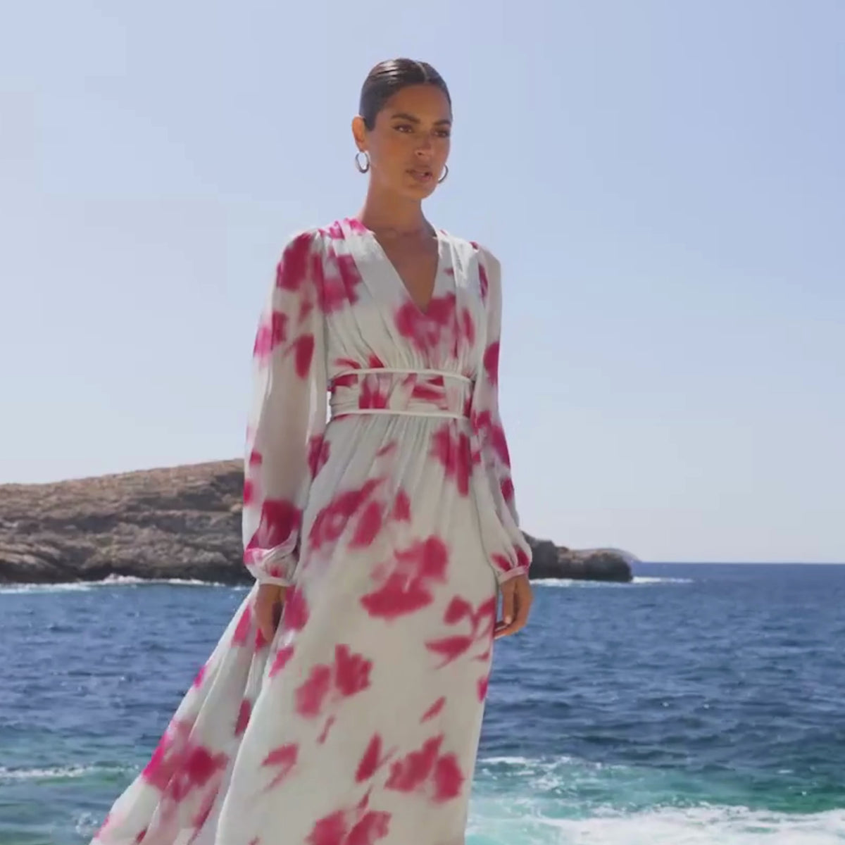 Stephanie Pink Blurred Floral Midaxi Dress – Ro&Zo