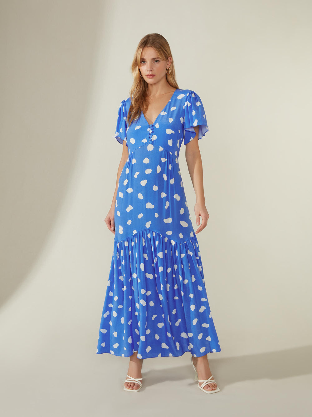 Blue Pebble Print Midaxi Dress – Ro&Zo