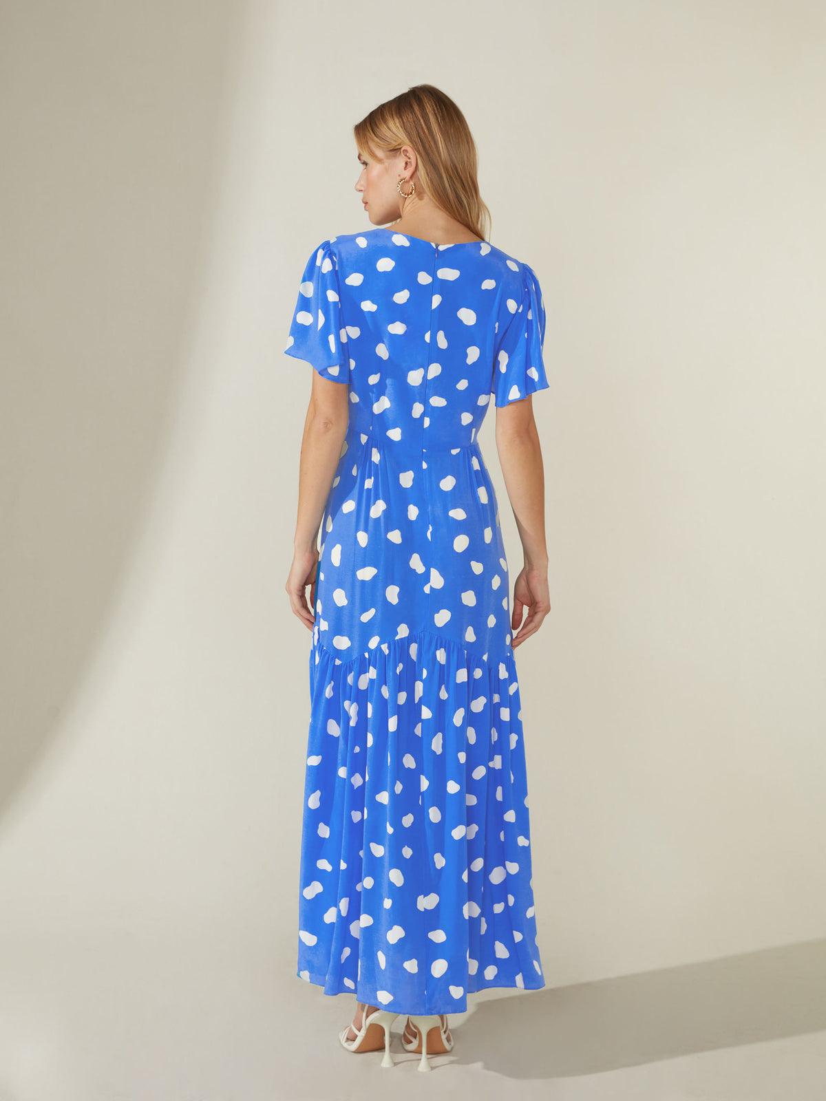 Blue Pebble Print Midaxi Dress