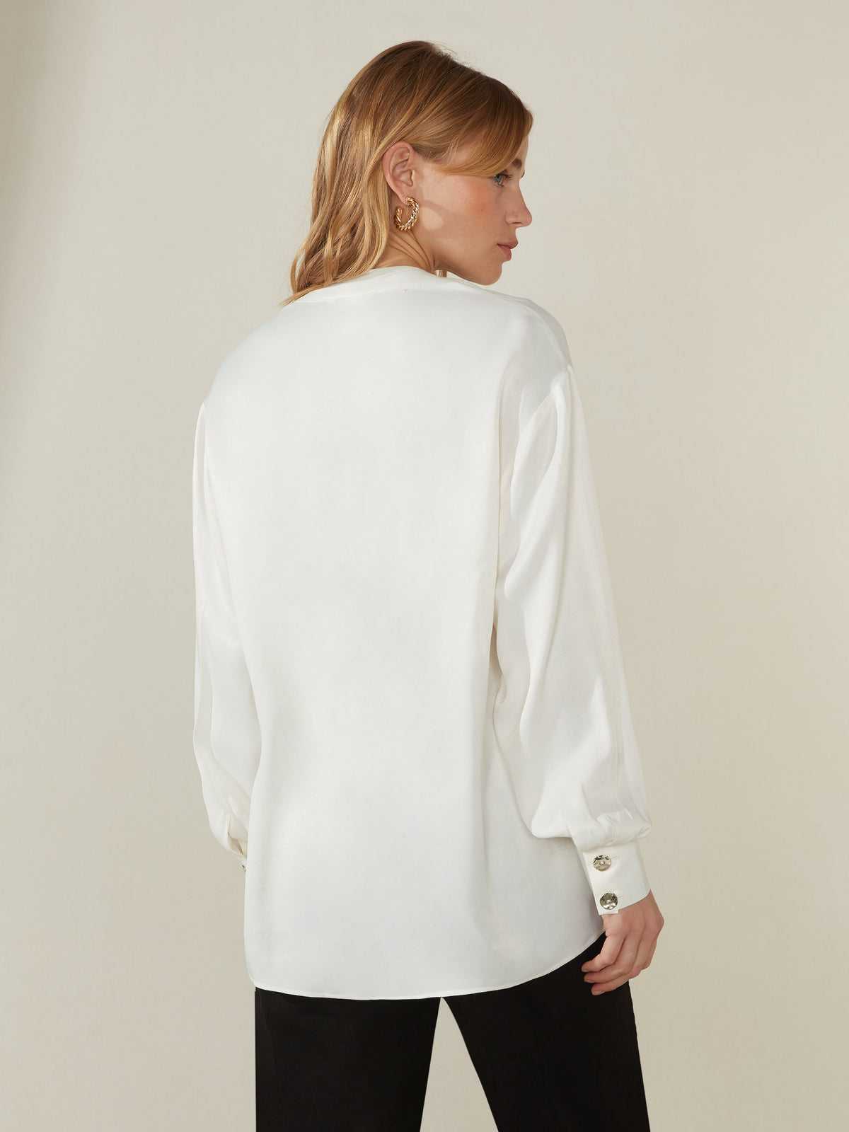 Ivory Satin Relaxed Shirt