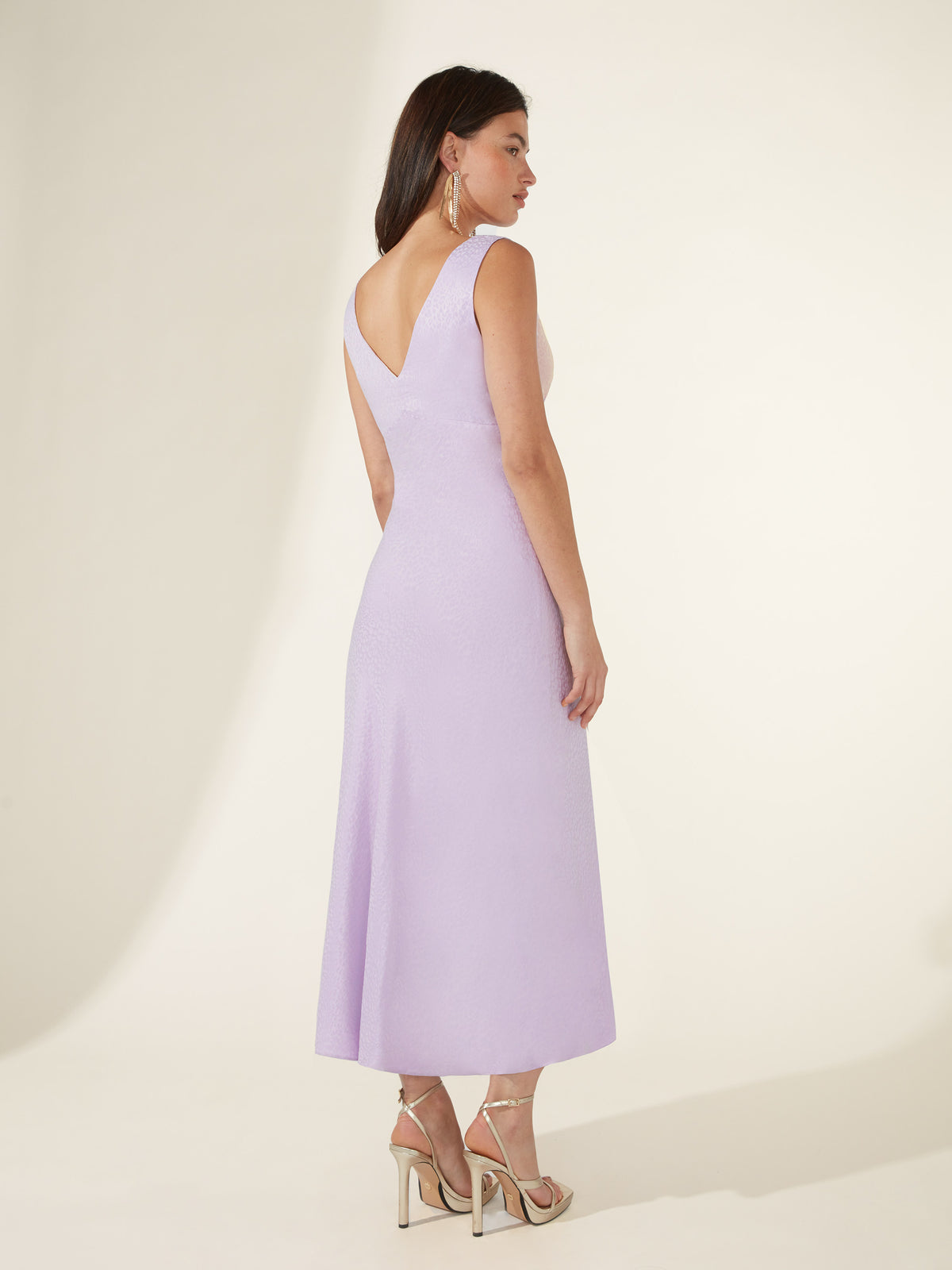 Lilac Jacquard Bias Midi Dress