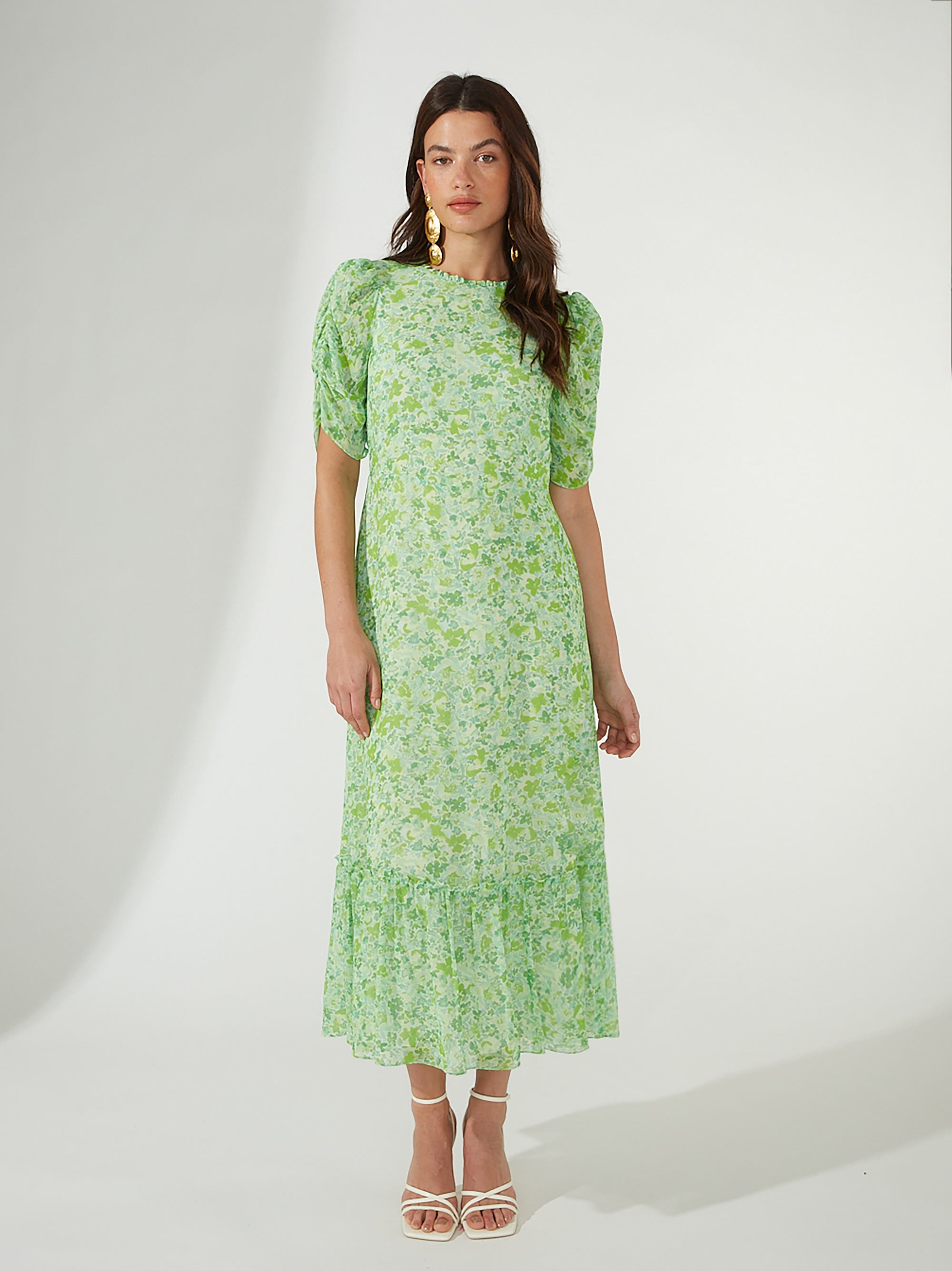 H and m hot sale green floral dress