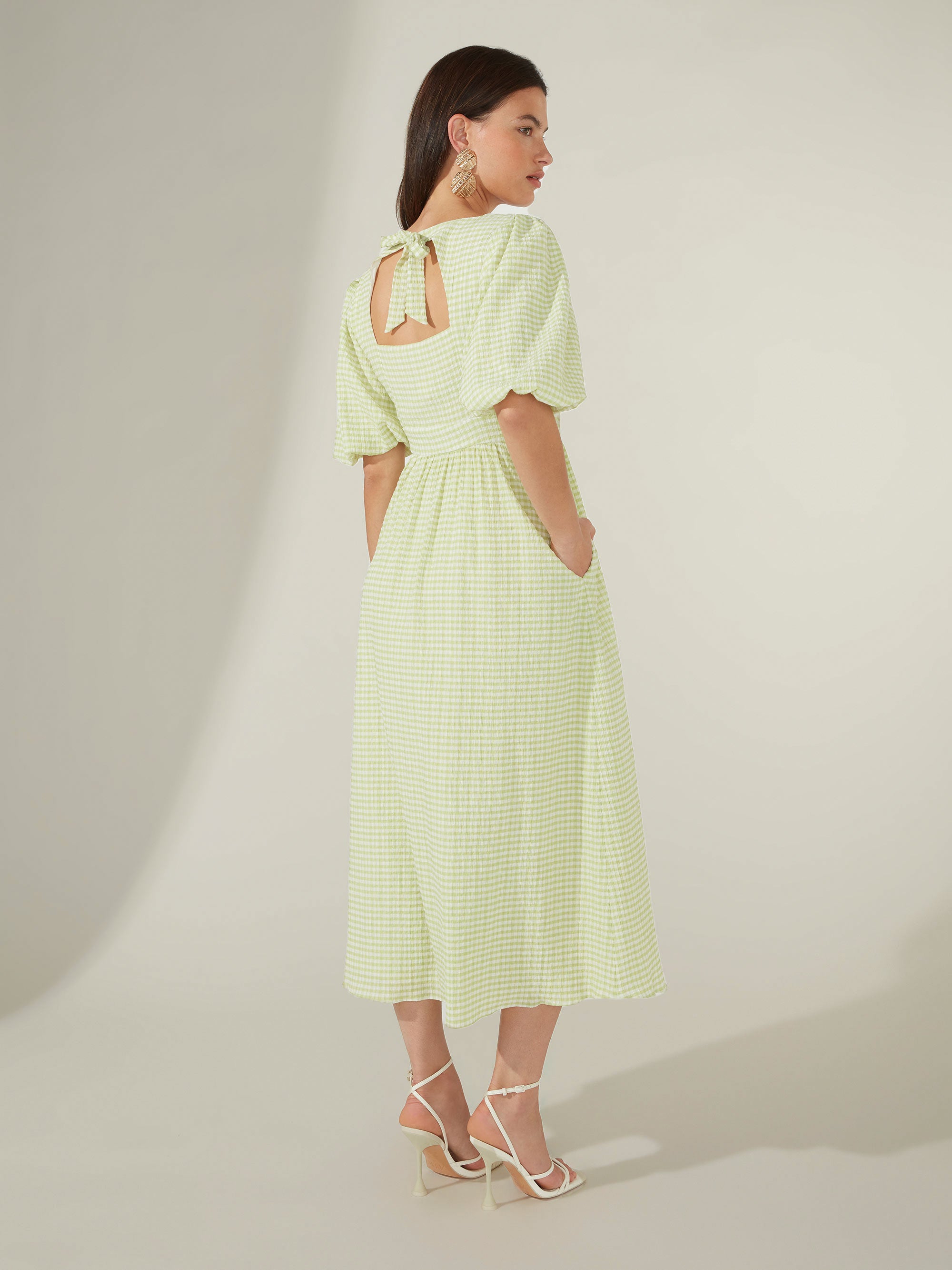 Mango gingham outlet midi dress