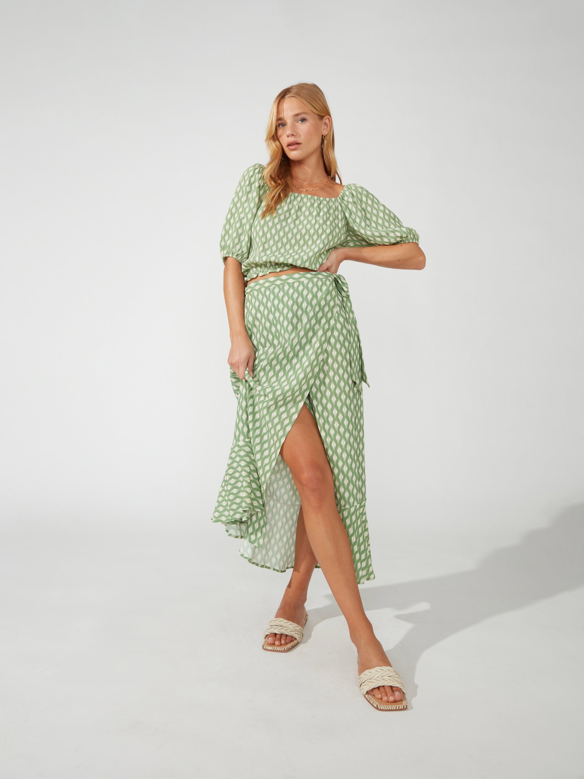 Green polka best sale dot wrap skirt