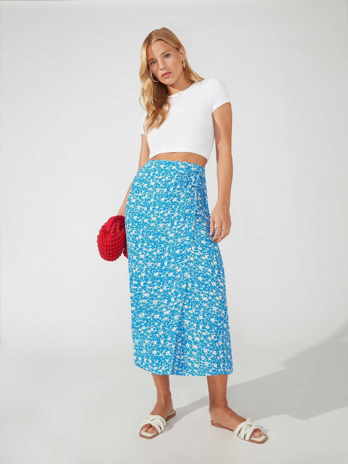 Blue Ditsy Wrap Skirt