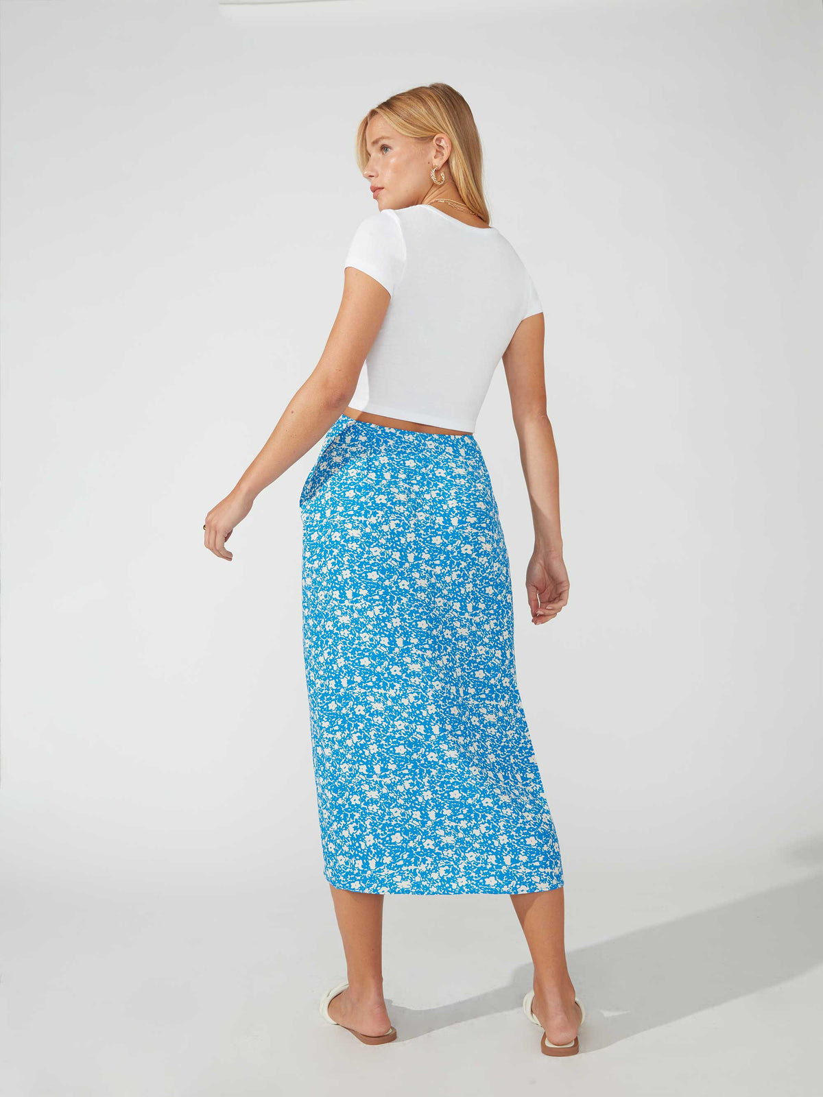 Blue Ditsy Wrap Skirt