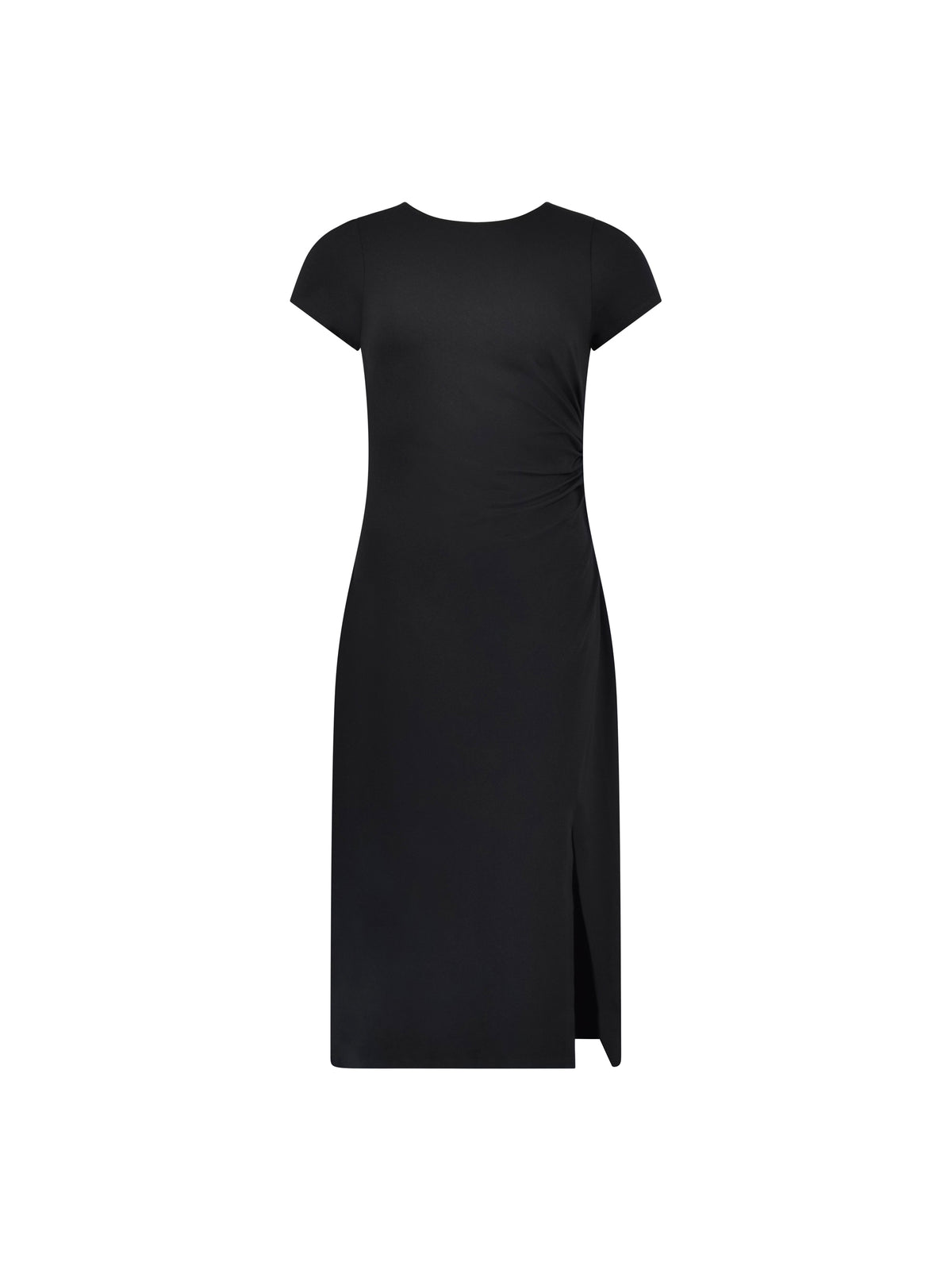 Black Jersey Ruched Side Dress