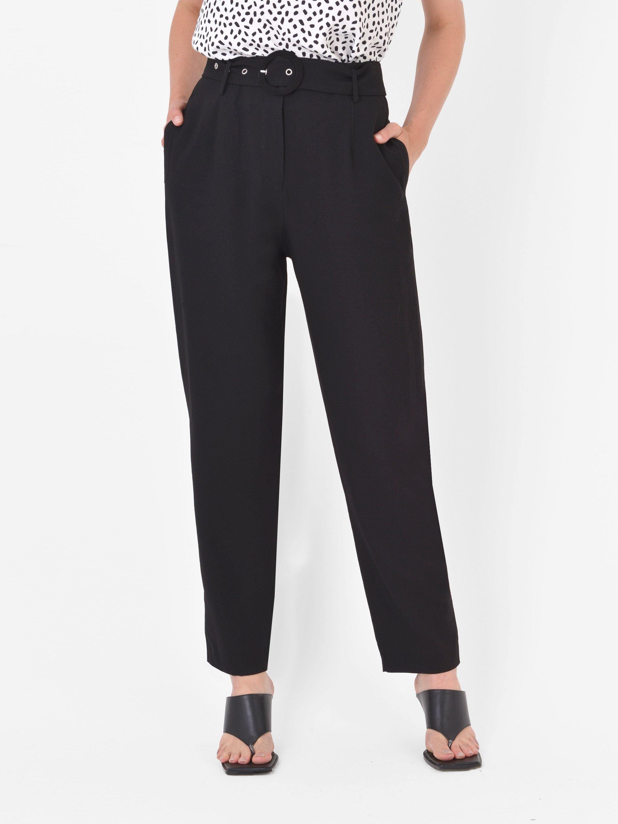 Belted Waist Tapered Trousers | boohoo