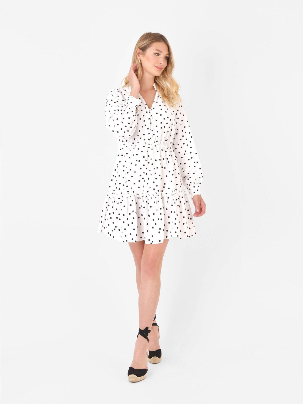 Spot Linen Mini Dress - Ro&Zo