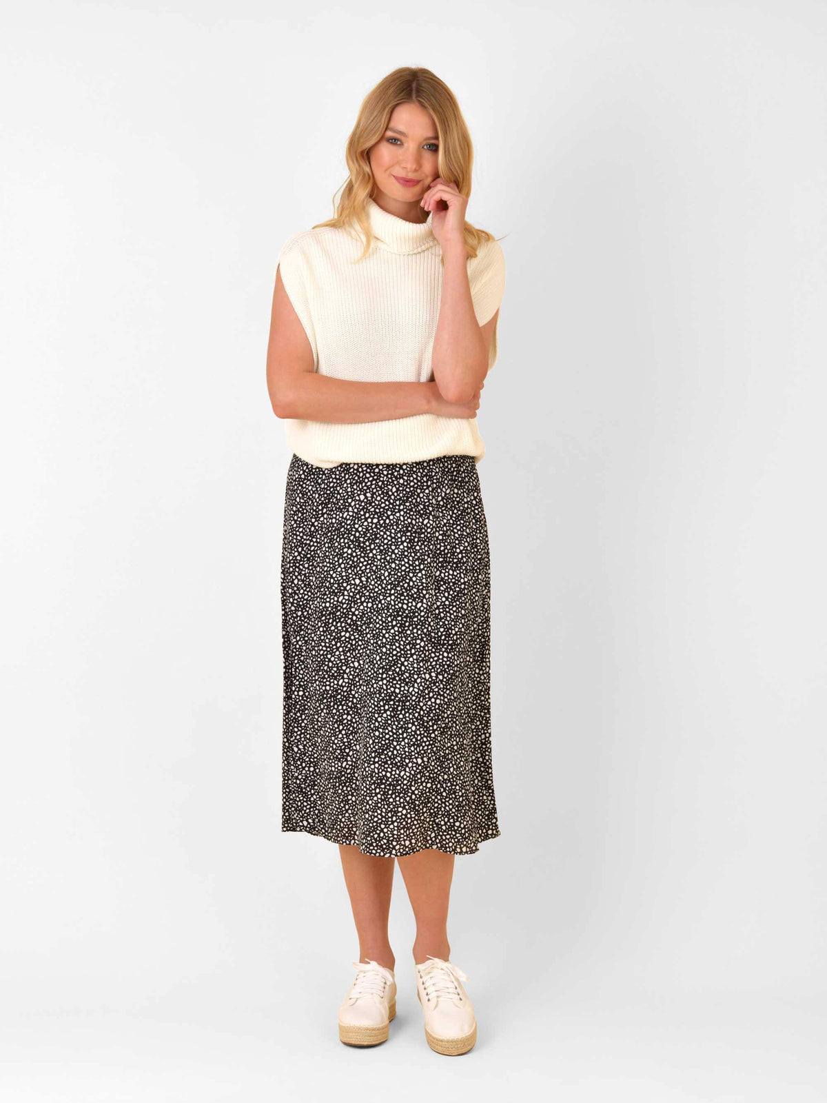 Pebble Print Split Skirt - Ro&Zo