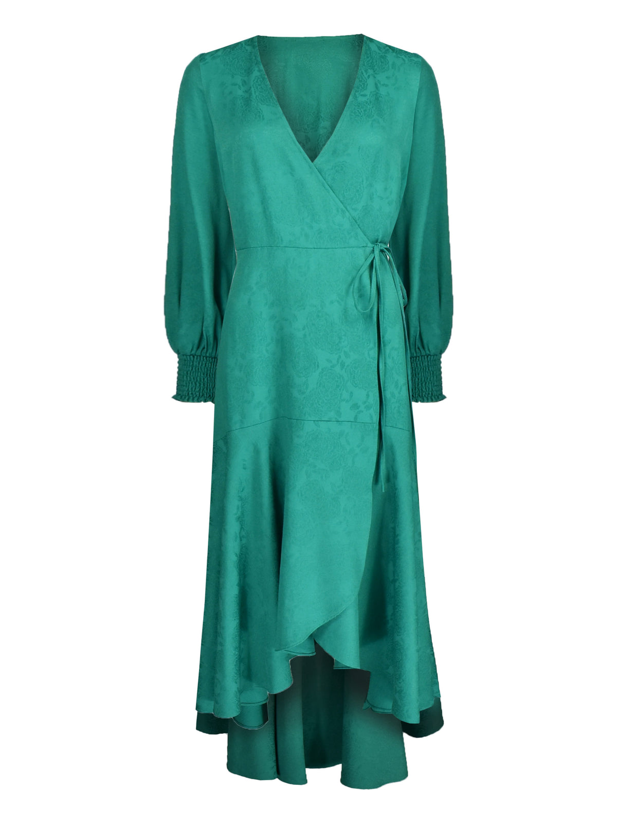 Green Jacquard Wrap Dress