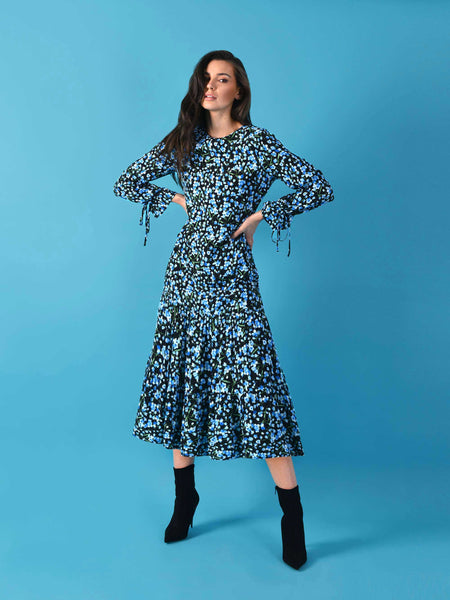 Lularoe Floral Multi Color Blue Casual Dress Size 2X (Plus) - 43% off