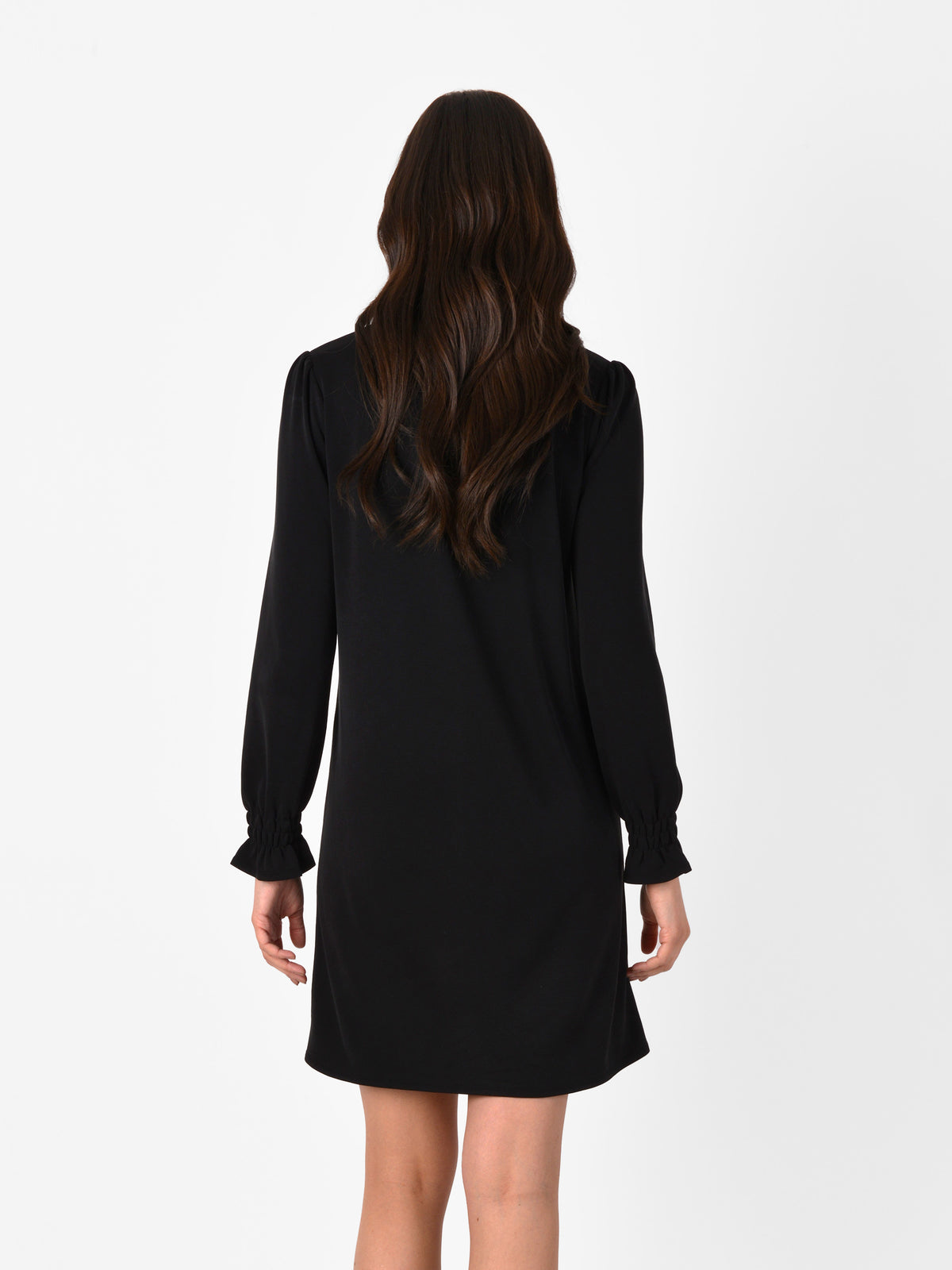 Black Cupro Jersey V Neck Dress