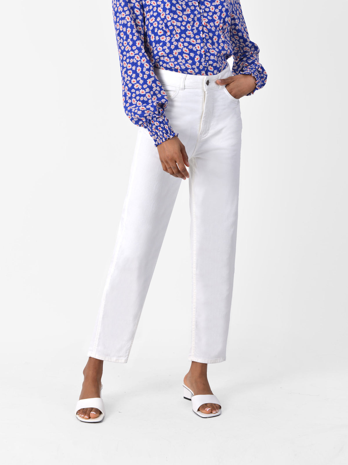 Cream Straight Leg Jean