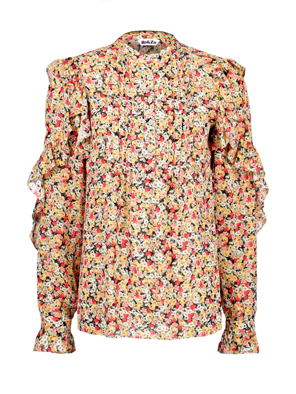 Spring Floral Pintuck Detail Shirt
